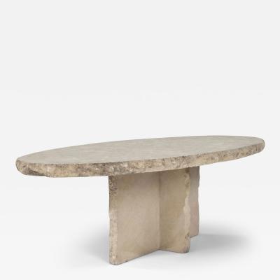 Oval Top Limestone Coffee Table