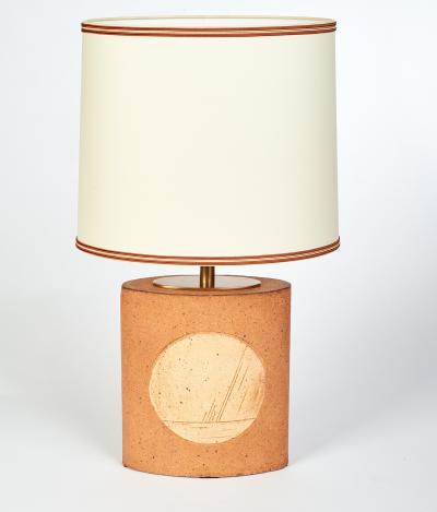 Oval Unglazed Ceramic Lamp France 1970s
