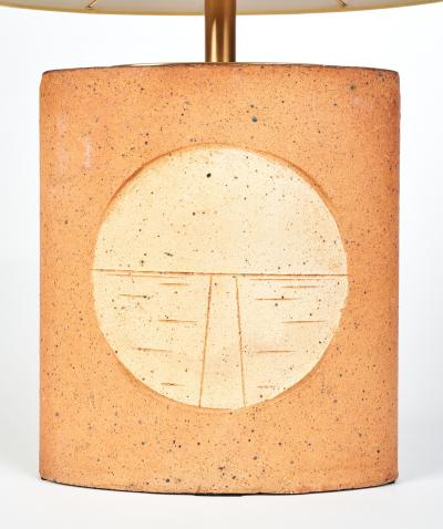 Oval Unglazed Ceramic Lamp France 1970s