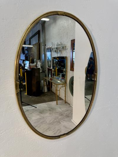 Oval Wall Mirror with Decorative Brass Frame 1970s