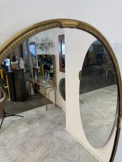 Oval Wall Mirror with Decorative Brass Frame 1970s