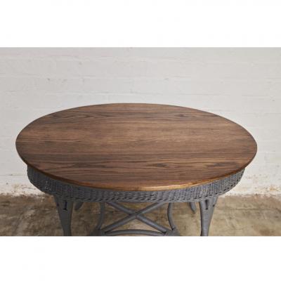 Oval Wicker Table with Oak Top