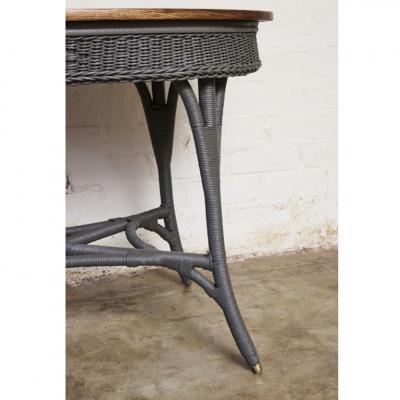 Oval Wicker Table with Oak Top