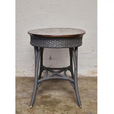 Oval Wicker Table with Oak Top