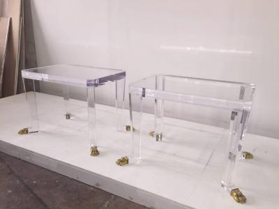 Over the Top French 80 s Lion Feet on Acrylic Side Tables