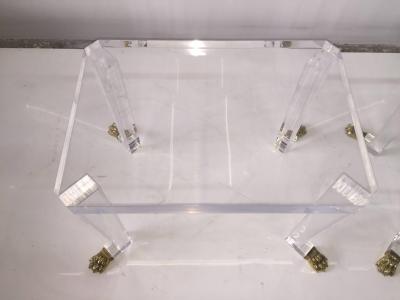 Over the Top French 80 s Lion Feet on Acrylic Side Tables