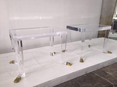 Over the Top French 80 s Lion Feet on Acrylic Side Tables