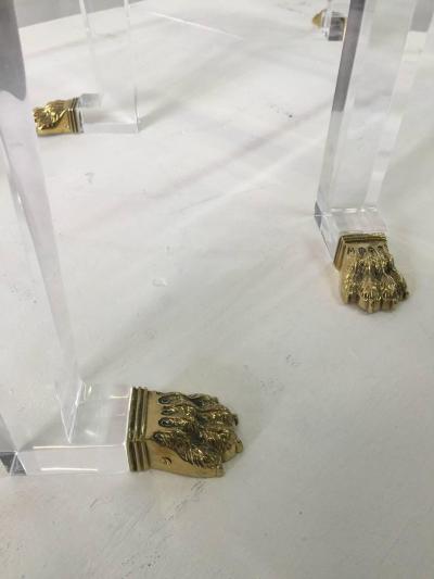 Over the Top French 80 s Lion Feet on Acrylic Side Tables