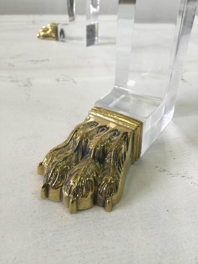 Over the Top French 80 s Lion Feet on Acrylic Side Tables