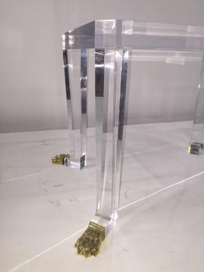 Over the Top French 80 s Lion Feet on Acrylic Side Tables