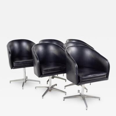 Overman Style Mid Century Black Vinyl Pod Occasional Lounge Chair Set of 6