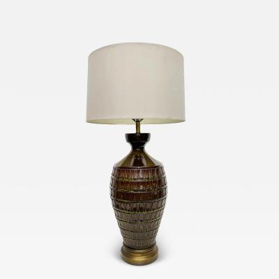 Overscale Glazed Mid century Modern Ceramic Table Lamps Pair