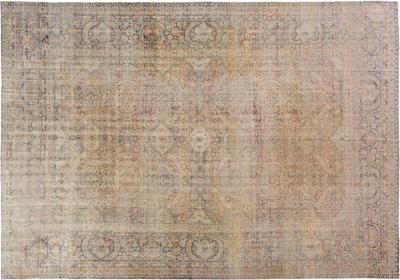 Oversize 19 century Beige Hand Knotted Kerman Rug or Carpet