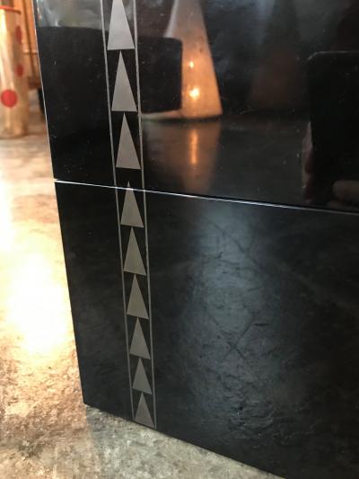 Oversize Black Lacquer Box with Metal Inlay Italy 1940s