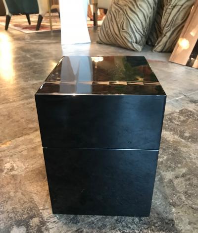 Oversize Black Lacquer Box with Metal Inlay Italy 1940s