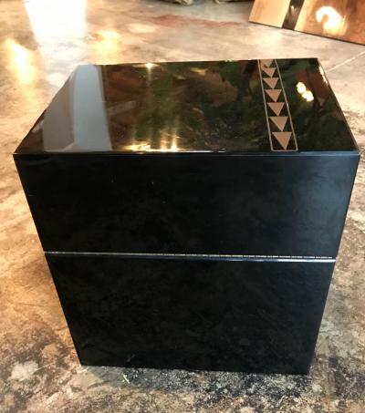 Oversize Black Lacquer Box with Metal Inlay Italy 1940s