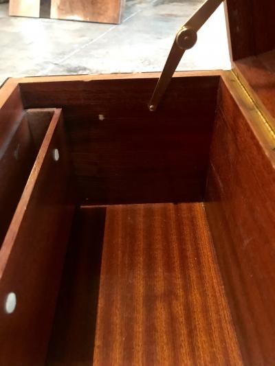 Oversize Black Lacquer Box with Metal Inlay Italy 1940s