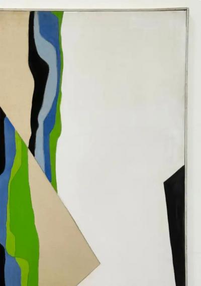 Oversized 1970s Rosalie Atkins Abstract Oil Painting on Canvas Red Sky 