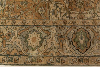 Oversized 19th Century Indian Agra Botanic Hand Knotted Wool Rug