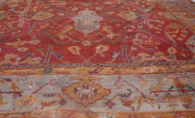 Oversized 19th Century Turkish Oushak Red Handwoven Wool Rug
