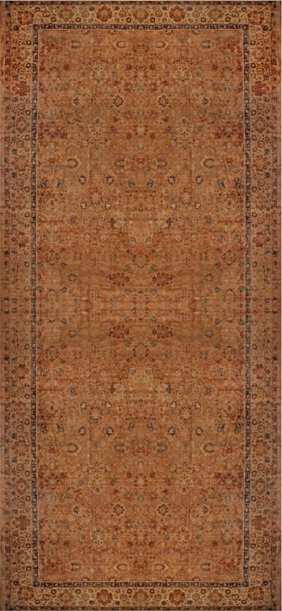 Oversized Antique Indian Botanic Handmade Wool Rug