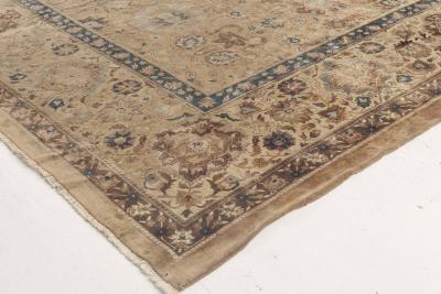 Oversized Antique Indian Botanic Handmade Wool Rug