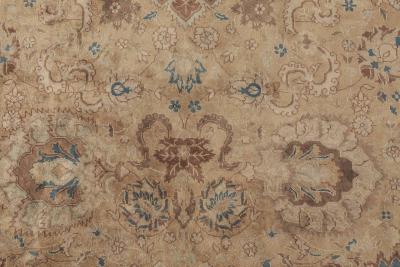 Oversized Antique Indian Botanic Handmade Wool Rug