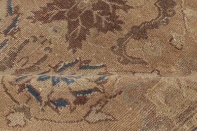 Oversized Antique Indian Botanic Handmade Wool Rug