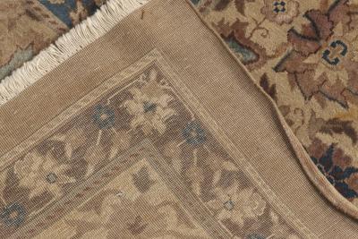 Oversized Antique Indian Botanic Handmade Wool Rug