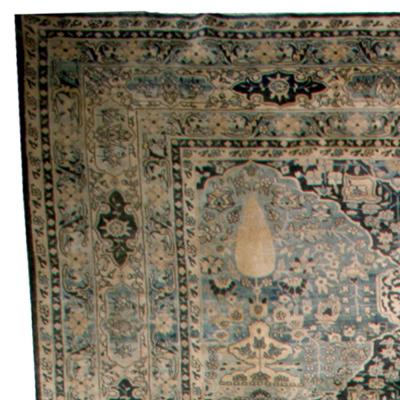 Oversized Antique Indian Botanic Handmade Wool Rug