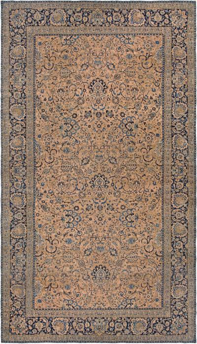 Oversized Antique Persian Kirman Botanic Handmade Wool Rug