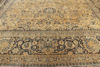 Oversized Antique Persian Kirman Botanic Handmade Wool Rug