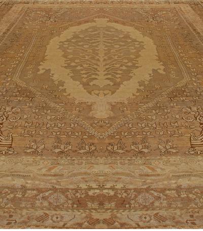 Oversized Antique Turkish Ghiordes Brown Handmade Wool Rug