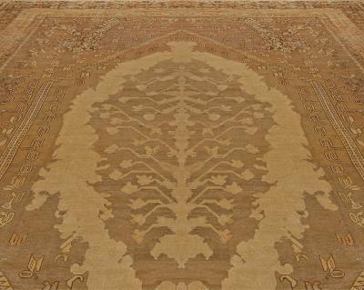 Oversized Antique Turkish Ghiordes Brown Handmade Wool Rug