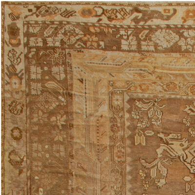 Oversized Antique Turkish Ghiordes Brown Handmade Wool Rug