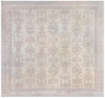 Oversized Antique Turkish Oushak Beige Handmade Wool Carpet