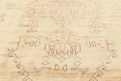 Oversized Antique Turkish Oushak Beige Handmade Wool Carpet