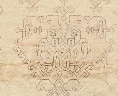 Oversized Antique Turkish Oushak Beige Handmade Wool Carpet