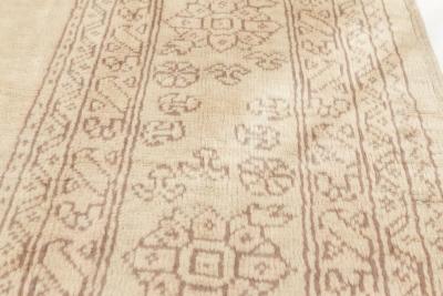 Oversized Antique Turkish Oushak Beige Handmade Wool Carpet