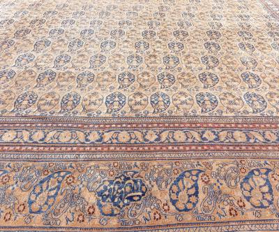 Oversized Authentic 19th Century Persian Meshad Hand Knotted Wool Rug