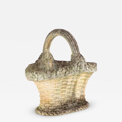 Oversized Basketweave Planter with Handle Concrete English 20th Century