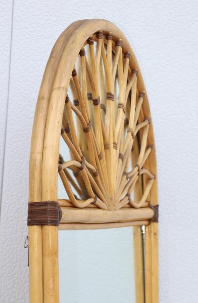 Oversized Dome Top Rattan And Bamboo Wall Mirror