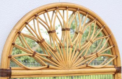 Oversized Dome Top Rattan And Bamboo Wall Mirror
