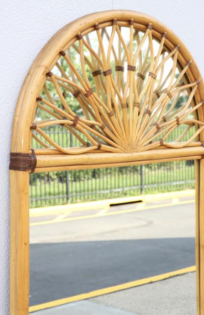 Oversized Dome Top Rattan And Bamboo Wall Mirror