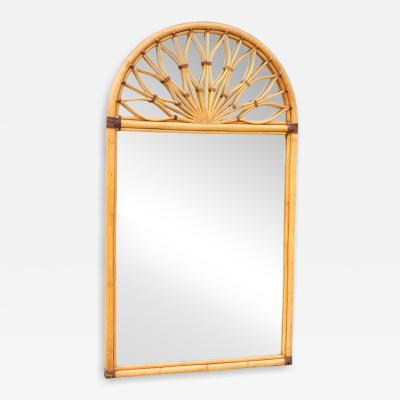 Oversized Dome Top Rattan And Bamboo Wall Mirror