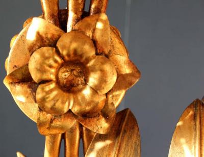 Oversized Gilded Romantic Wall Lamp Germany 1960s 1970s