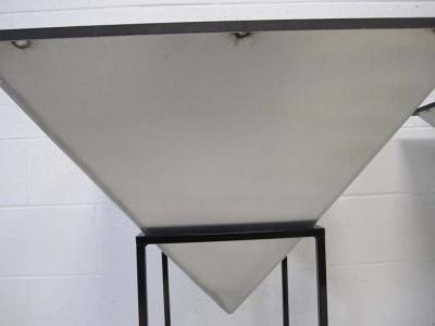 Oversized Inverted Pyramid Planters on Iron Stands Mid Century Modern