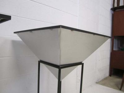 Oversized Inverted Pyramid Planters on Iron Stands Mid Century Modern