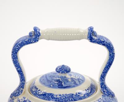 Oversized Italian Blue and White Porcelain Tea or Coffee Pot