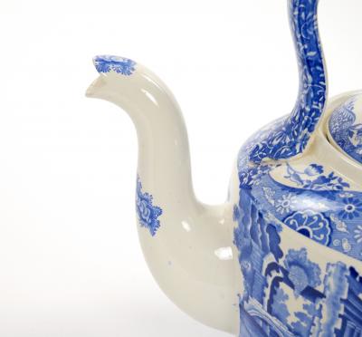 Oversized Italian Blue and White Porcelain Tea or Coffee Pot